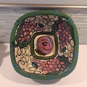 Ceramic  Serving Bowl- Square in Shape w Rounded Edges Signed  KELLY JO POTTERY